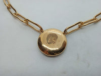 LOREN STEWART Ladies Gold Vermeil Puff Link Pendant Necklace One Size NEW