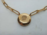 LOREN STEWART Ladies Gold Vermeil Puff Link Pendant Necklace One Size NEW