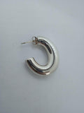 LOREN STEWART Ladies Sterling Silver Pompas Medium Hoop Earrings One Size NEW