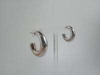 LOREN STEWART Ladies Sterling Silver Pompas Medium Hoop Earrings One Size NEW