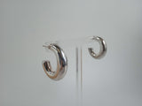 LOREN STEWART Ladies Sterling Silver Pompas Medium Hoop Earrings One Size NEW