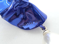 STERLING KING Ladies Blue Pearl Drop Bluebell Pleat Earrings One Size NEW