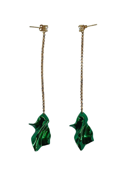 STERLING KING Ladies Emerald Green Gelsey Crystal Stud Drop Earrings OS NEW