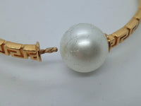 VERSACE Ladies Gold-Plated Greca Faux Pearl Large Hoop Earrings One Size NEW