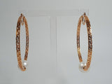 VERSACE Ladies Gold-Plated Greca Faux Pearl Large Hoop Earrings One Size NEW