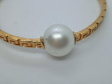 VERSACE Ladies Gold-Plated Greca Faux Pearl-Detail Large Hoop Earrings OS NEW