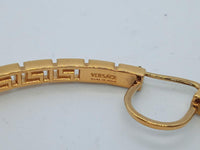 VERSACE Ladies Gold-Plated Greca Faux Pearl-Detail Large Hoop Earrings OS NEW