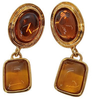 MONDO MONDO Ladies Amber Orange Gold Plated Jelly Drop Earrings OS NEW RRP345