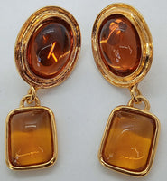 MONDO MONDO Ladies Amber Orange Gold Plated Jelly Drop Earrings OS NEW RRP345