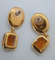 MONDO MONDO Ladies Amber Orange Gold Plated Jelly Drop Earrings OS NEW RRP345