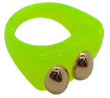 LA MANSO Ladies Calipo Lime Green Gold Square Knuckle Duster Ring Q NEW RRP35