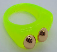 LA MANSO Ladies Calipo Lime Green Gold Square Knuckle Duster Ring Q NEW RRP35