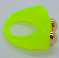 LA MANSO Ladies Calipo Lime Green Gold Square Knuckle Duster Ring Q NEW RRP35