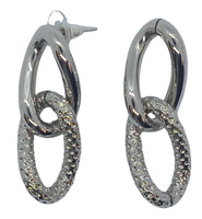 BY ALONA Ladies Silver-Tone Textured Taylor Link Earrings One Size RRP120 NEW