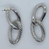 BY ALONA Ladies Silver-Tone Textured Taylor Link Earrings One Size RRP120 NEW