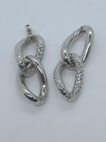 BY ALONA Ladies Silver-Tone Dimple Textured Taylor Link Earrings RRP120 NEW