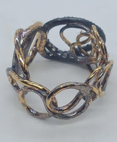 COMPLETEDWORKS Ladies Gold Plated 925 Silver Topaz Squiggle Ring UK L NEW