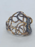 COMPLETEDWORKS Ladies Gold Plated 925 Silver Topaz Squiggle Ring UK L NEW