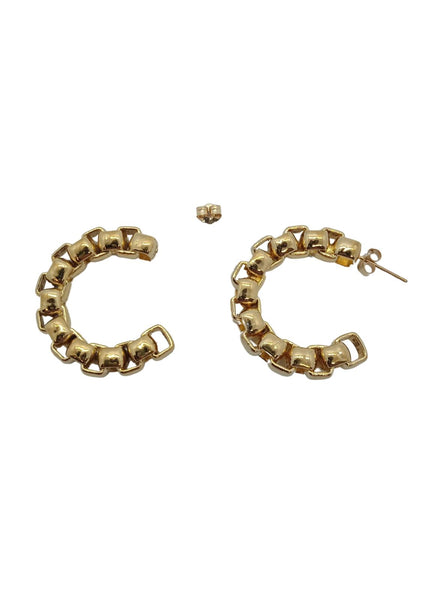 LAURA LOMBARDI Ladies Yellow Gold-Plated Martina Chain Hoop Earrings OS NEW