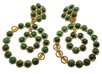 SYLVIA TOLEDANO Ladies Green Flower Candies Malachite Earrings NEW RRP155