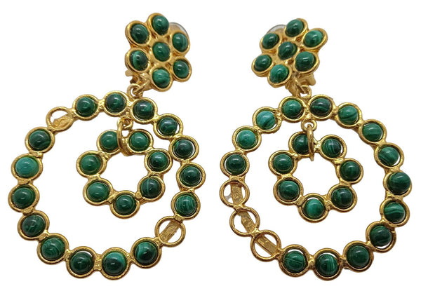 SYLVIA TOLEDANO Ladies Green Flower Candies Malachite Earrings NEW RRP155