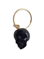 M. COHEN Skull Single Earring Horn Gold Tone Hoop Men's Black OS NEW RRP150