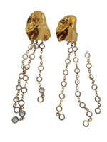 STERLING KING Ladies Frida Gold Tone Crystal Fringe Drop Earrings OS NEW RRP360