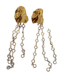 STERLING KING Ladies Frida Gold Tone Crystal Fringe Drop Earrings OS NEW RRP360