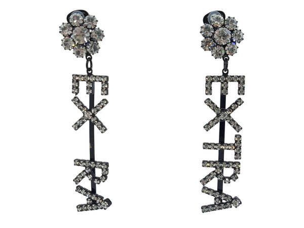 ASHLEY WILLIAMS Ladies Silver Crystal Extra Clip On Earrings OS RRP150 NEW