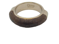 CHLOE Ladies Darkened Brown & Gold Jamie Wood Ring Size 52/UK M RRP265 NEW