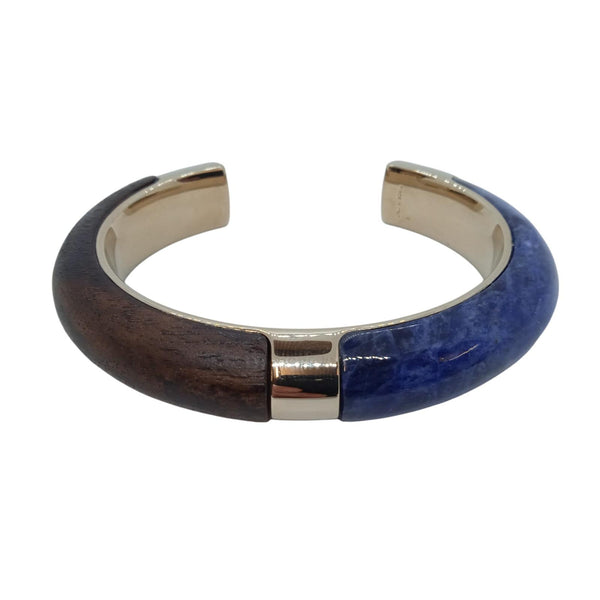 CHLOE Jamie Bangle Bracelet Brass Blue Stone Wood Ladies One Size NEW RRP575