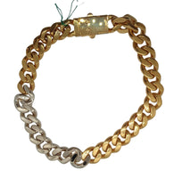 SAINT LAURENT Collier Carry Over Necklace 2 Tone Brass Gold/Silver M NEW RRP660