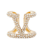 VALENTINO V Logo Signature Ring Swarovski Crystals Large/IT15/UK O NEW RRP380