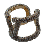 VALENTINO V Logo Signature Ring Swarovski Crystals Large/IT15/UK O NEW RRP380