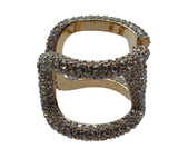 VALENTINO V Logo Signature Ring Swarovski Crystals Large/IT15/UK O NEW RRP380