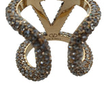 VALENTINO V Logo Signature Ring Swarovski Crystals Large/IT15/UK O NEW RRP380