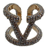 VALENTINO V Logo Signature Ring Swarovski Crystals Small/IT11/UK L NEW RRP380