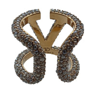 VALENTINO V Logo Signature Ring Swarovski Crystals Small/IT11/UK L NEW RRP380