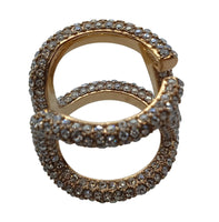 VALENTINO V Logo Signature Ring Swarovski Crystals Small/IT11/UK L NEW RRP380