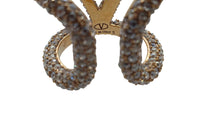 VALENTINO V Logo Signature Ring Swarovski Crystals Small/IT11/UK L NEW RRP380