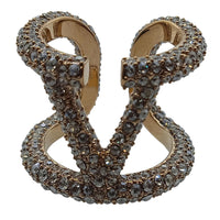 VALENTINO V Logo Signature Ring Swarovski Medium/IT13/UK M1/2 NEW RRP380
