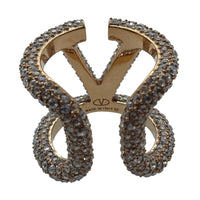 VALENTINO V Logo Signature Ring Swarovski Medium/IT13/UK M1/2 NEW RRP380