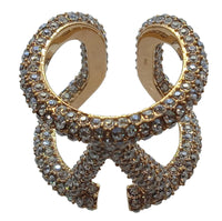 VALENTINO V Logo Signature Ring Swarovski Medium/IT13/UK M1/2 NEW RRP380