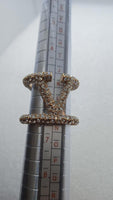 VALENTINO V Logo Signature Ring Swarovski Medium/IT13/UK M1/2 NEW RRP380