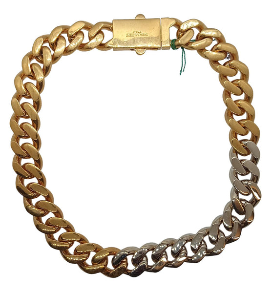 SAINT LAURENT Two Tone Necklace Brass Cuban Chain Link Gold Approx. M NEW RRP660