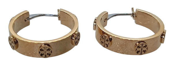TORY BURCH Miller Stud Hoop Earrings Stainless Steel OS Tory Gold NEW RRP145