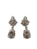 KENNETH JAY LANE Ladies Silver & Crystal Teardrop Clip On Earrings One Size NEW