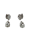 KENNETH JAY LANE Silver & Crystal Teardrop Clip On Earrings One Size NEW