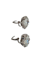 KENNETH JAY LANE Silver & Crystal Teardrop Clip On Earrings One Size NEW