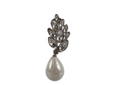 KENNETH JAY LANE Silver & Crystal Pearl Drop Audrey Single Earring One Size NEW